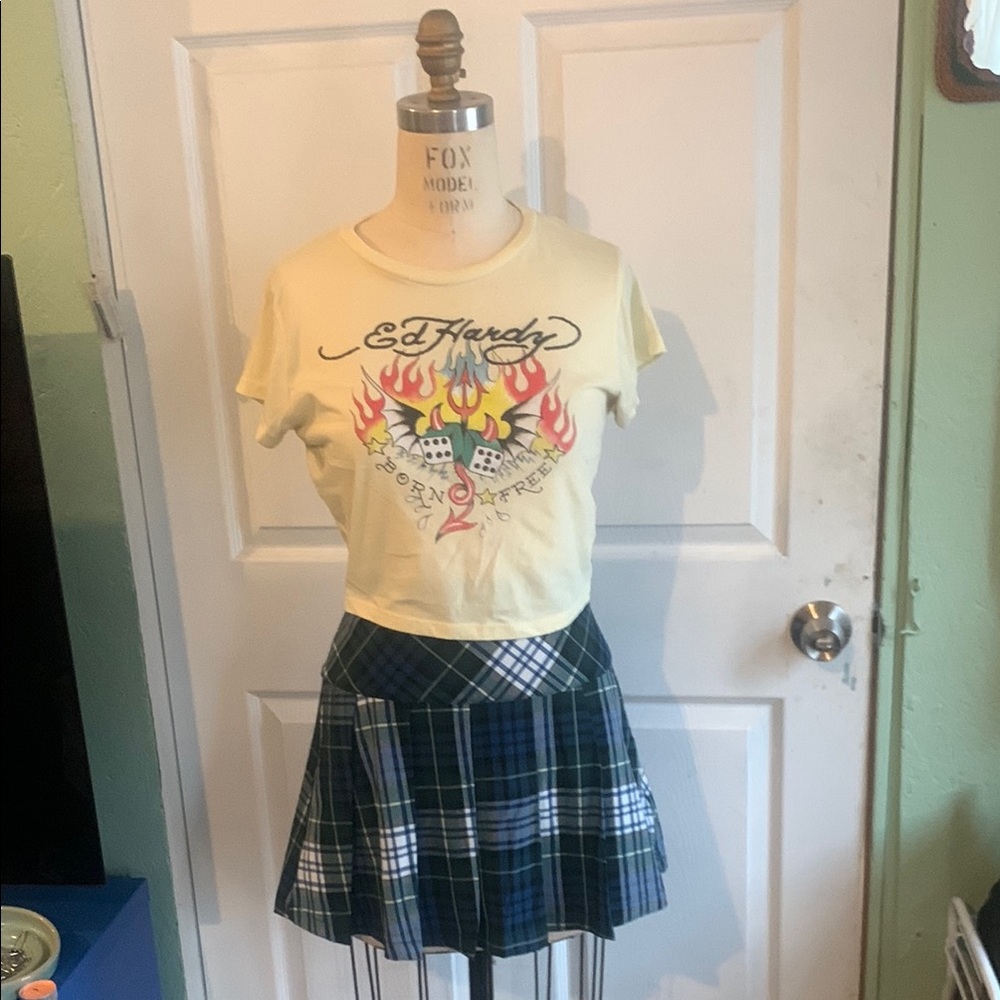 Ed Hardy Yellow biker style t-shirt